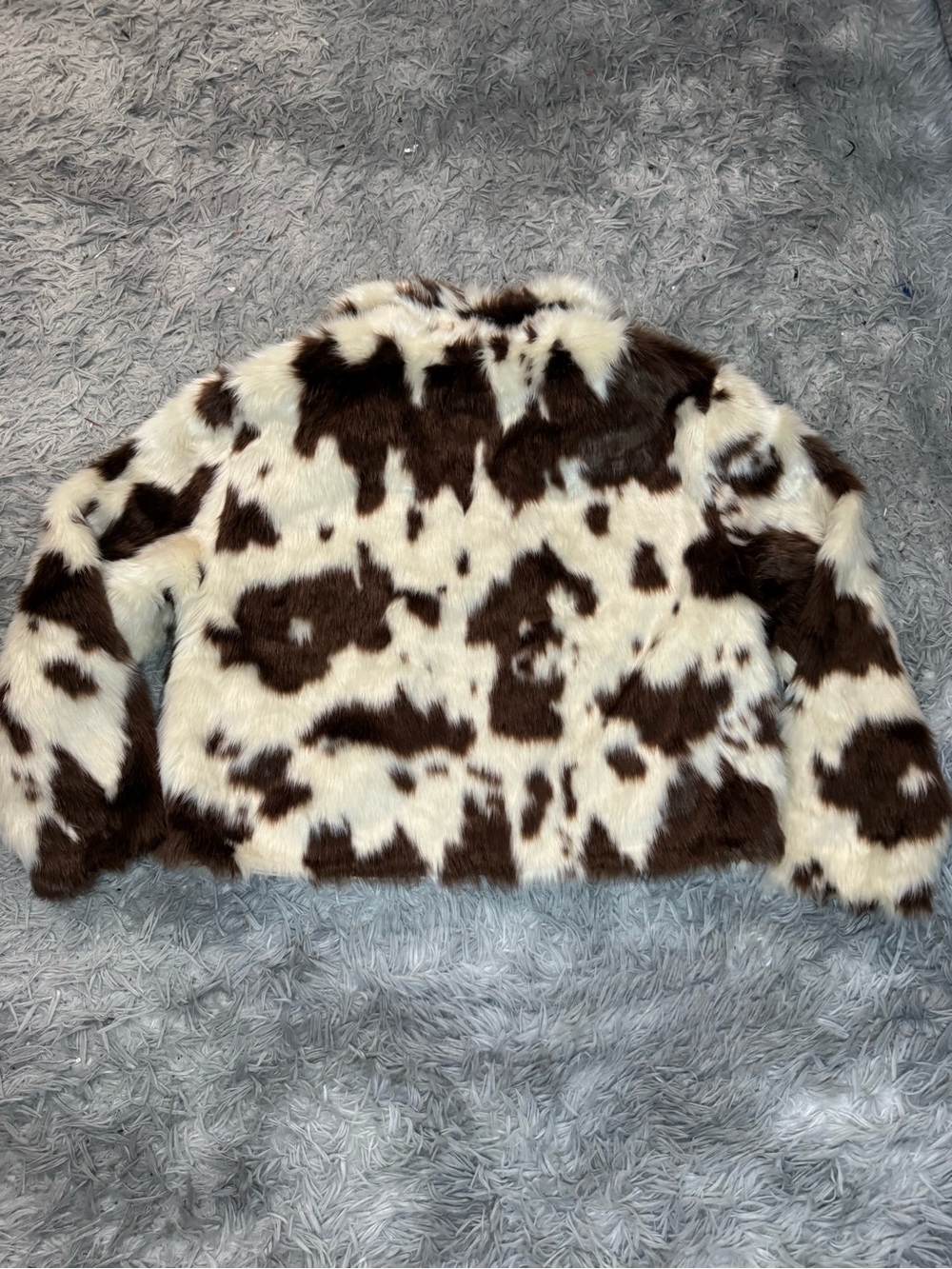 Wild Fable Women’s Faux Fur Jacket - Brown Cow Print Size Extra Large NWT - Picture 8 of 8